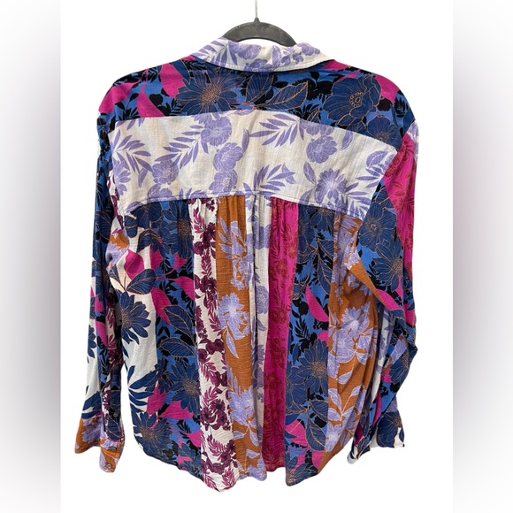 Xirena "PINK BECK" TOP IN SUNSET" Long Sleeve Blouse Size Medium 100% Cotton - Picture 6 of 14